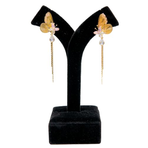 Crystal Bloom Butterfly Drop Earring